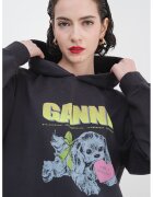 GANNI Памучно худи с принт - Сив/Лайм зелено/Антрацитно сиво