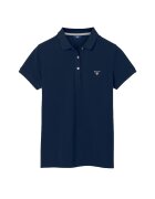 Gant Тениска от пике с яка и лого - Тъмносин