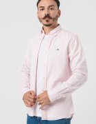 Gant Вталена памучна риза Бледо розово