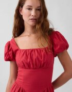 GAP Дълга рокля с лен Черешово червено