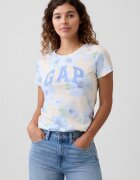 GAP Флорална слим тениска Бежов/Син