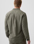 GAP Риза с лен и памук с класическа яка Каки