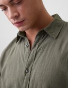 GAP Риза с лен и памук с класическа яка Каки