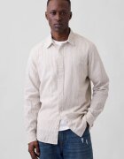 GAP Риза с лен и памук с класическа яка Светло бежово