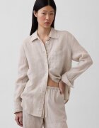 GAP Свободна ленена риза Светло кафяво