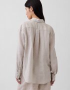 GAP Свободна ленена риза Светло кафяво
