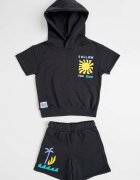 GAP Тениска с качулка и шорти Черен