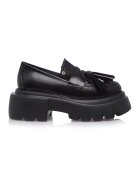 Gemelli Shoes Кожени мокасини с масивен ефект - Черен