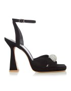 Gemelli Shoes Кожени сандали Luna с квадратен връх - Черен