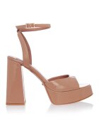 Gemelli Shoes Кожени сандали Zenaida с масивен ток - Бежов
