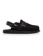 Gemelli Shoes Сабо Martin с кожа с косъм с отворена пета - Черен