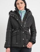 Geo Norway Зимно яке Acam с еко пух и качулка Черен