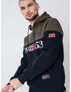 Geographical Norway Geo Norway - Худи Greg с джоб кенгуру - Бял/Тъмно каки/Тъмносин