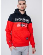 Geographical Norway Geo Norway - Худи Greg с джоб кенгуру - Червен/Ултрамарин синьо/Бял