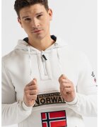 Geographical Norway Худи Gymclass с къс цип и бродирано лого - Бял