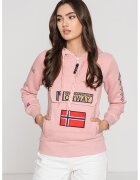 Geographical Norway Худи Gymclass с връзка и бродирано лого - Червен/Бежов/Бледо розово