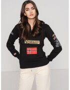 Geographical Norway Худи Gymclass с връзка и бродирано лого - Червен/Черен/Бежов