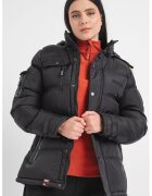 Geographical Norway Капитонирано зимно яке Bonapart с качулка - Черен