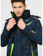Geographical Norway Яке Royaute с качулка и поларена подплата - Бледозелен/Тъмносин