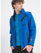 Geographical Norway Яке Royaute с качулка и цип - Черен/Кралско Синьо
