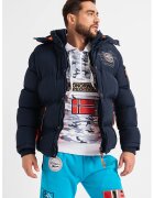 Geographical Norway Зимно капитонирано яке Verveine с отделяща се качулка - Тъмносин