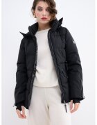 Geographical Norway Зимно ватирано яке Alfea с качулка и колан - Черен