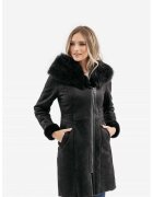 Gerali Tailoring Палто от естествен косъм модел Claudia - Черен