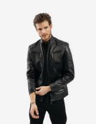 Gerali Tailoring Яке от естествена кожа модел Dinu 50 Черен