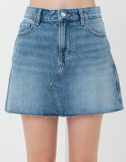 Gina Tricot Къса пола от деним Син меланж