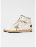 GOLDEN GOOSE Кожени спортни обувки до глезена Sky Star с велур - Бял/Светло кафяво