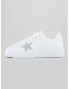GOLDEN GOOSE Кожени спортни обувки с брокат - Бял/Сребрист