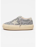 GOLDEN GOOSE Маратонки Space With Star с велур - Сребрист/Светло бежово