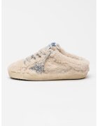 GOLDEN GOOSE Сабо Super Star от еко пух с бляскава апликация - Крем