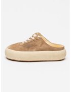 GOLDEN GOOSE Велурени маратонки Space Sabot - Светло бежово/Земен