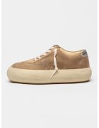 GOLDEN GOOSE Велурени спортни обувки Space With Forated Star - Сиво-кафяв/Сребрист
