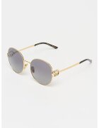 Gucci Овални слънчеви очила с метално лого - Златист/Черен