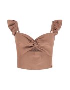 GUESS Блуза с модал и крепиран гръб Светлокафяв