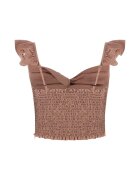 GUESS Блуза с модал и крепиран гръб Светлокафяв