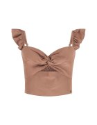 GUESS Блуза с модал и крепиран гръб - Светлокафяв