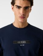 GUESS Блуза с памук с лого Тъмносин