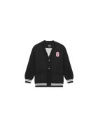 GUESS Cardigan tricotat cu nasturi si imprimeu pe partea din spate Черен