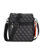GUESS Чанта Milano с монограм - Черен/Пепеляво сиво