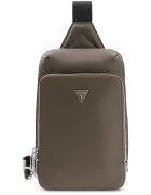 GUESS Чанта Milano с преден джоб с цип - Сиво-бежов