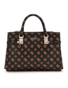 GUESS Чанта от еко кожа с монограм - Черен/Кафяв