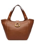 GUESS Чанта тоут от екологична кожа с плетена текстура и метална катарама G