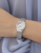 GUESS Часовник от неръждаема стомана с кристали Сребрист