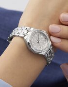 GUESS Часовник от неръждаема стомана с кристали Сребрист