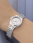 GUESS Часовник от неръждаема стомана с кристали Сребрист