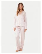 GUESS Дамска пижама розова - от 2 части - риза и панталон