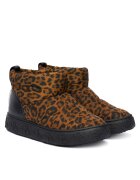GUESS Дамски ботуши LEOPA - черно/кафяво - текстил